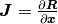 \bm{J} = \frac{\partial \bm{R}}{\partial \bm{x}}