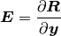 \bm{E} = \frac{\partial \bm{R}}{\partial \bm{y}}