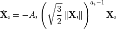 \dot{\mathbf{X}}_i = - A_i \left( \sqrt{\frac{3}{2}} \left\Vert \mathbf{X}_i \right\Vert \right)^{a_i-1} \mathbf{X}_i