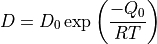 D = D_0 \exp\left( \frac{-Q_0}{RT} \right)