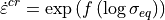 \dot{\varepsilon}^{cr} = \exp\left(f\left(\log \sigma_{eq}\right) \right)