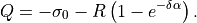 Q = -\sigma_0 -R \left( 1 - e^{-\delta \alpha} \right).